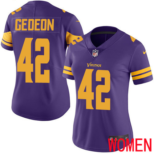 Minnesota Vikings 42 Limited Ben Gedeon Purple Nike NFL Women Jersey Rush Vapor Untouchable